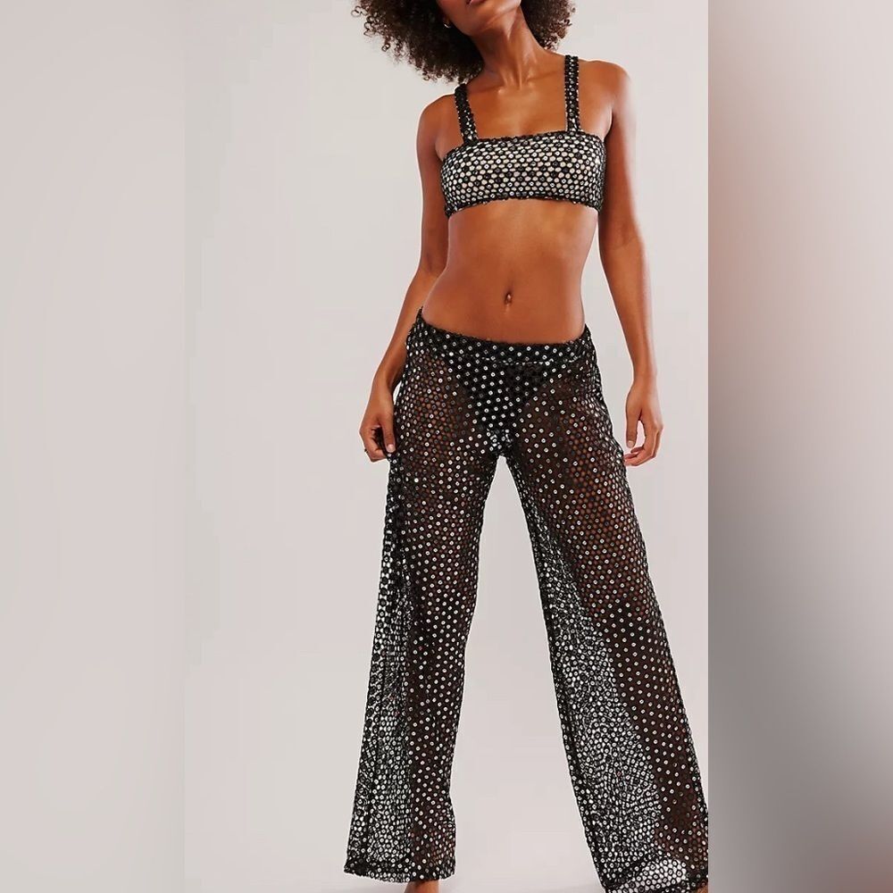 FP x EastNWestLabel Mirror Sequin Sheer Pants Size Large